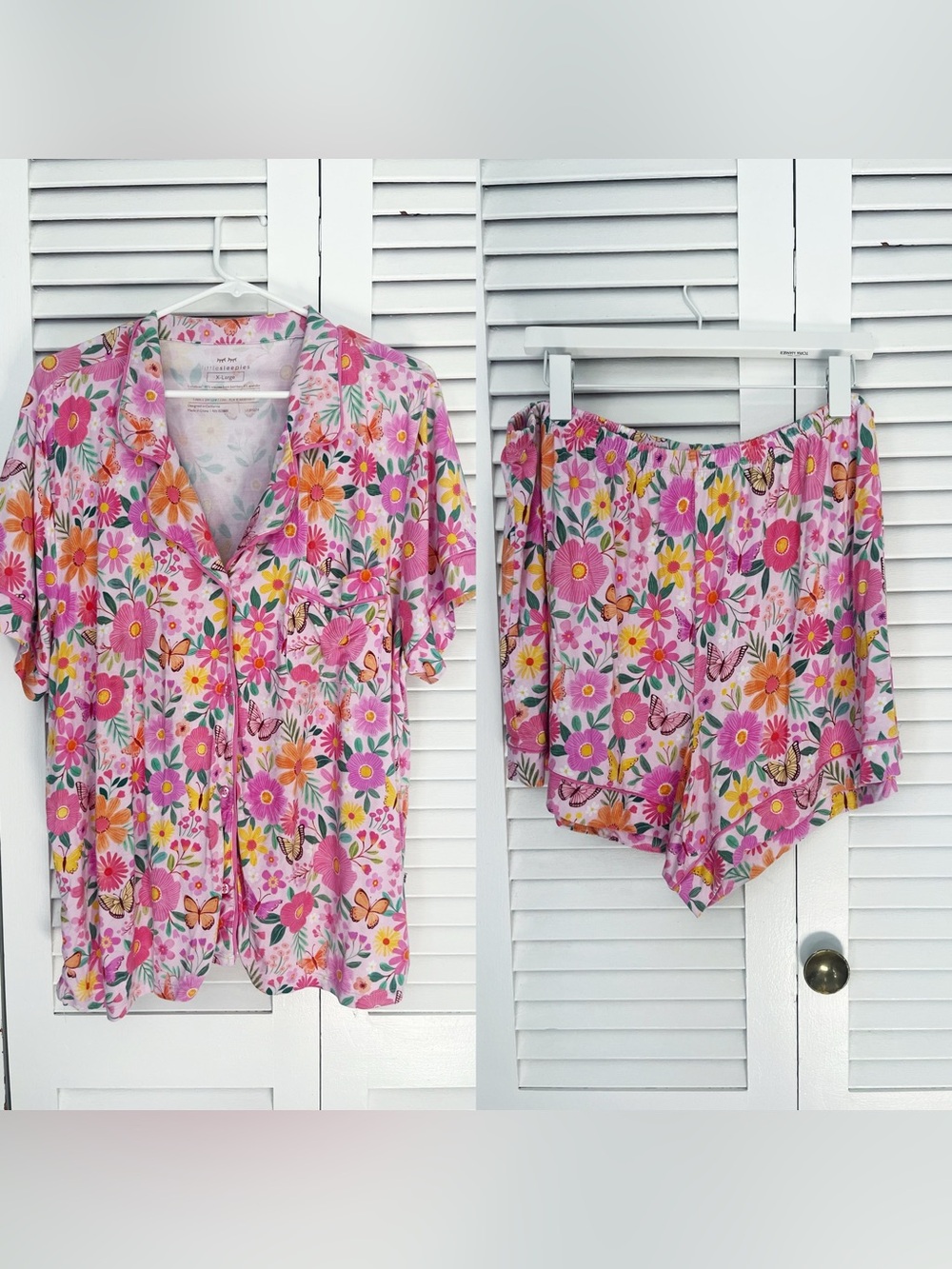 Little sleepies adult short sleeve and shorts floral pajama set XL